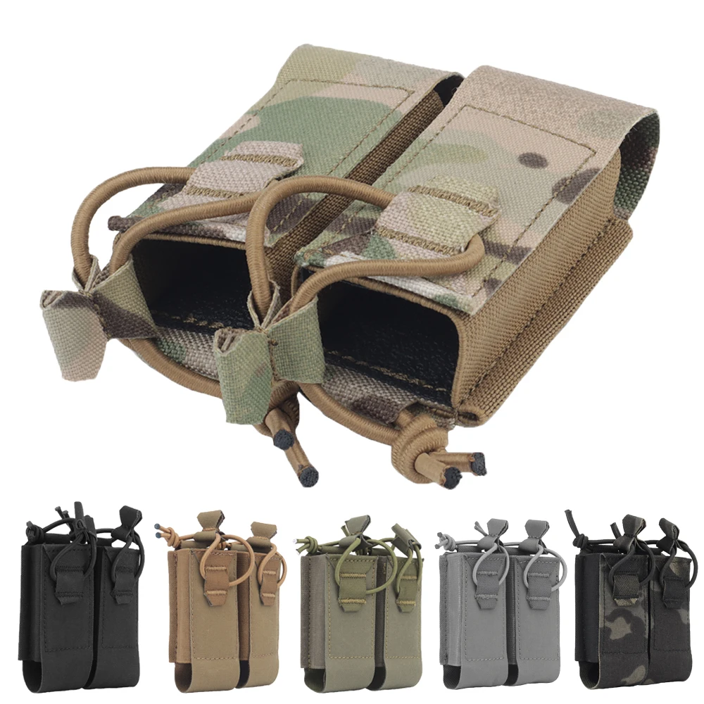 

Tactical Pistol Magazine Pouch 9mm DPMP Double Magazine Pouch with Retention Shock Cord Handgun Mag Tool Bag Hunting Accessories