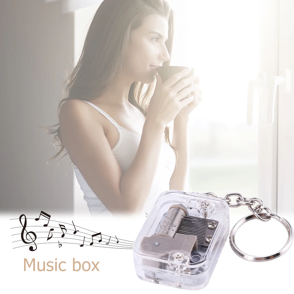 Portable Kids DIY Music Box Movement Keychain Handy Crank Musical Case Children Birthday Gifts Household Mini Ornaments 4