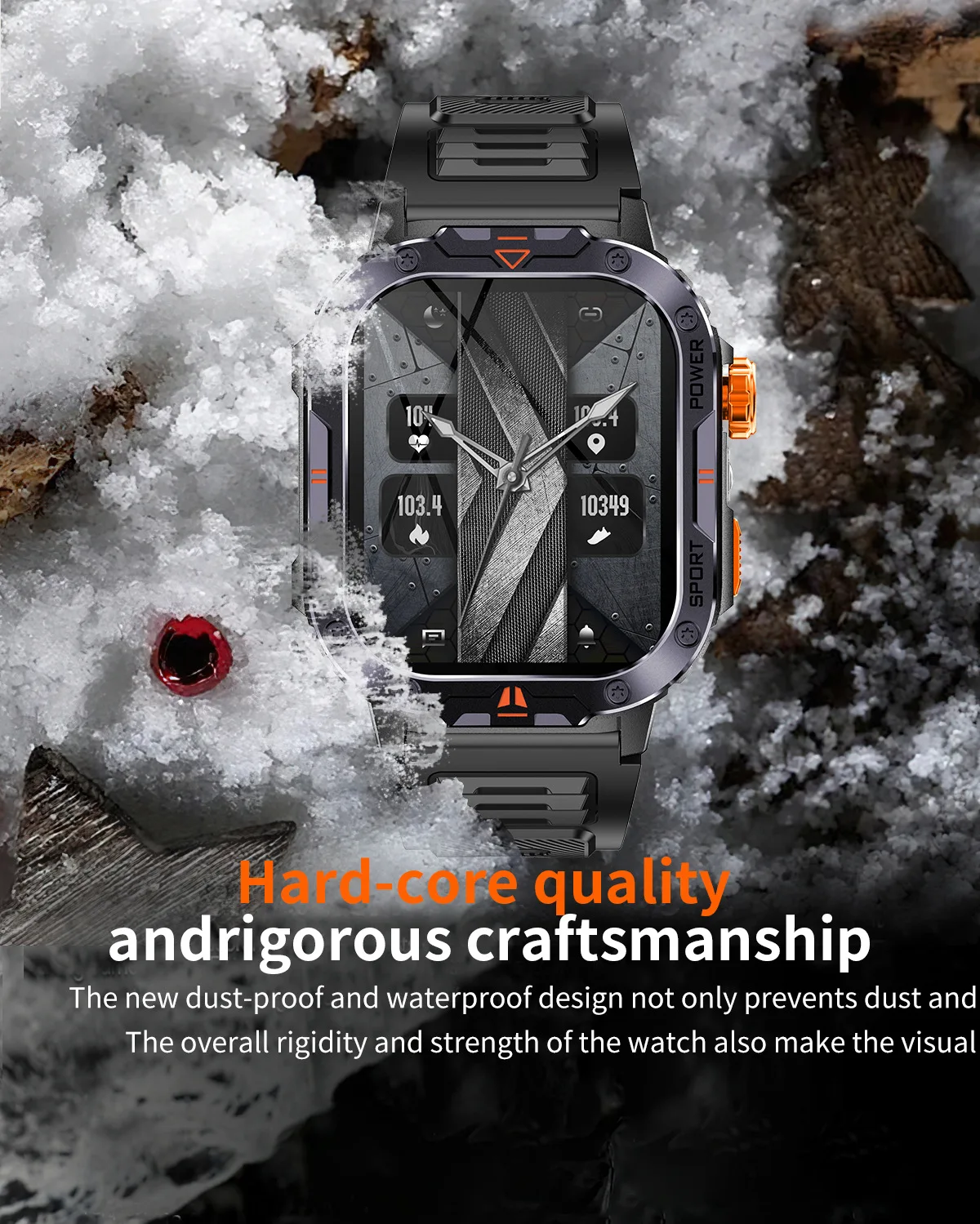 Montre connectée NX20 avec grand écran 2 pouces, lecture de musique locale, lampe torche, Bluetooth, appels IA et commande vocale, idéale pour les hommes et les activités de plein air._voghion.com