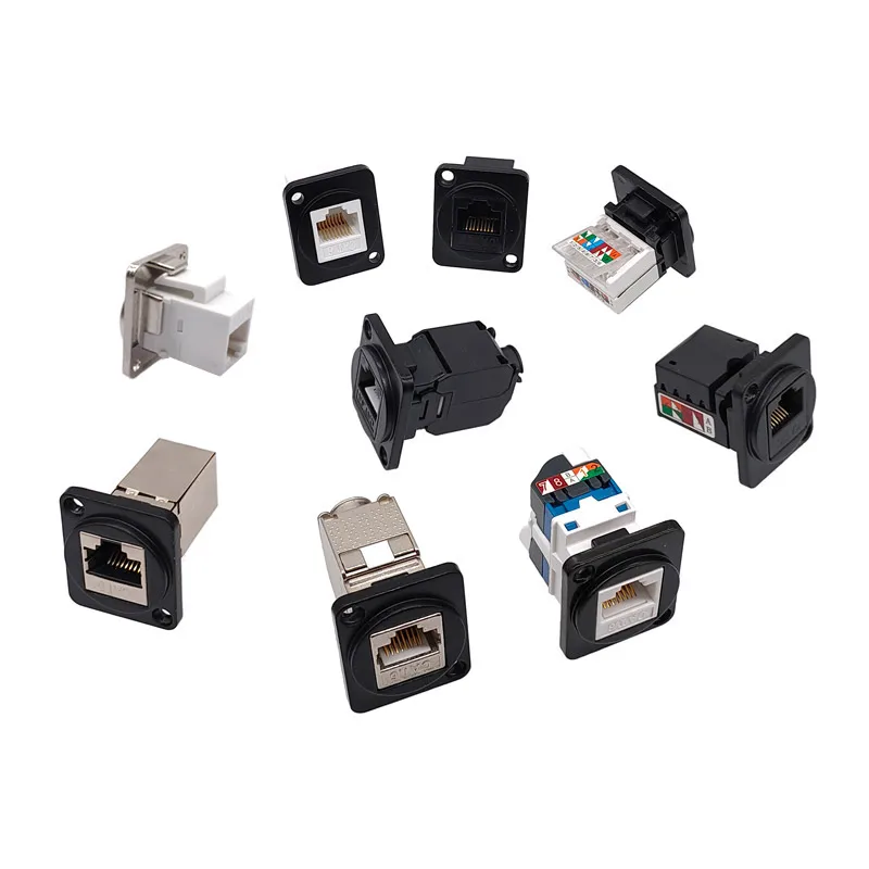 1Pc D-Type Connector RJ45-CAT6 Ethernet Aansluiting Paneel Mount Socket Netwerk Cat5e Connectoren