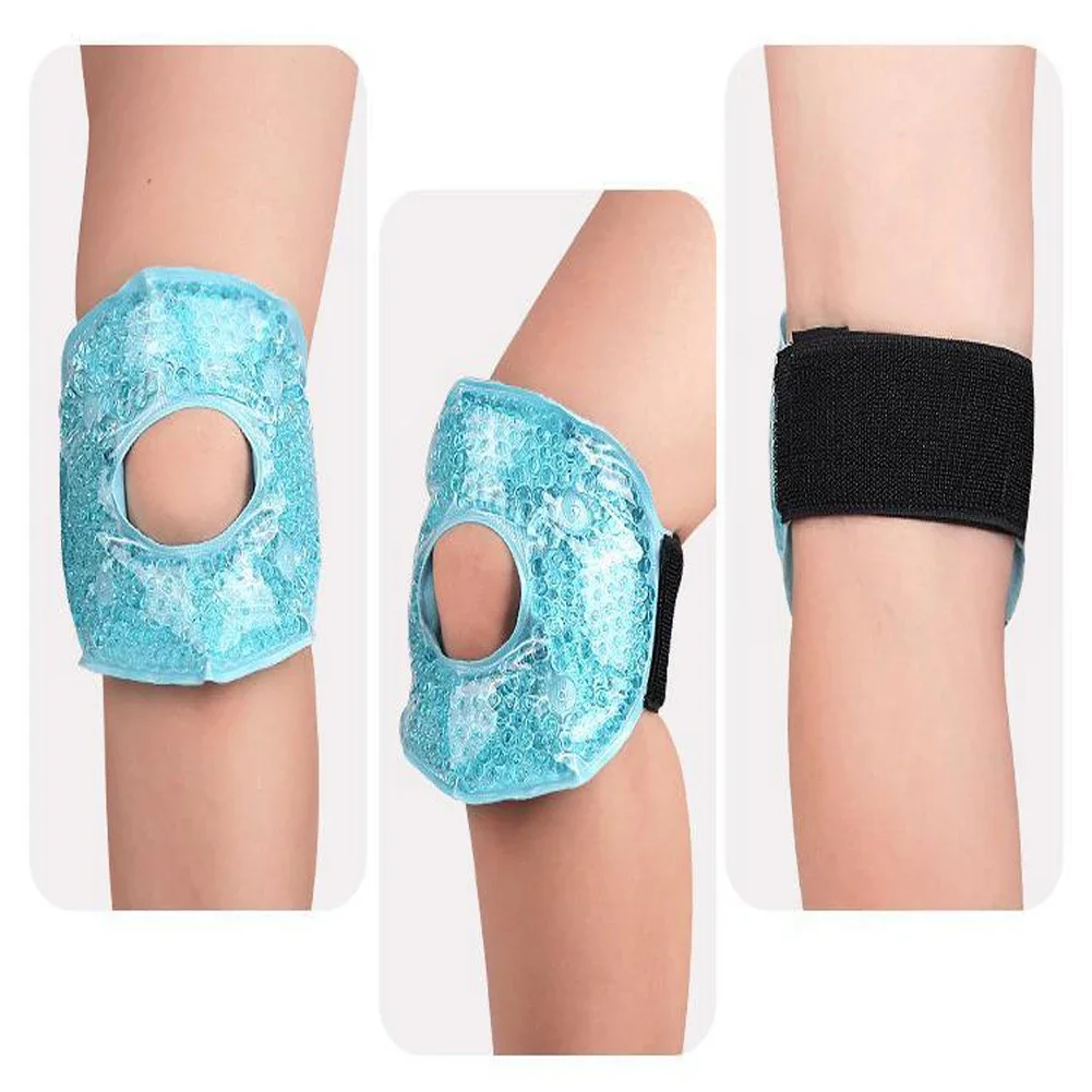 Large Ice Bag Pack Hot & Cold Therapy Sports Injuries Compress Gel Bead Knee Relieve Wrist Ankle Leg Self-Adhesive Reusable Ice Bag Bandage Self Stick Bandage