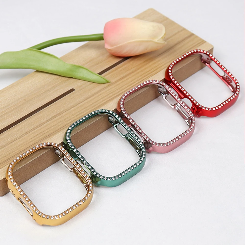 Custodia Diamantata Per Apple Watch Series 8 Ultra 49Mm Cover Protettiva Watch Shell Frame 44Mm 40Mm Per Apple Watch 7 6 Case 41Mm 45Mm