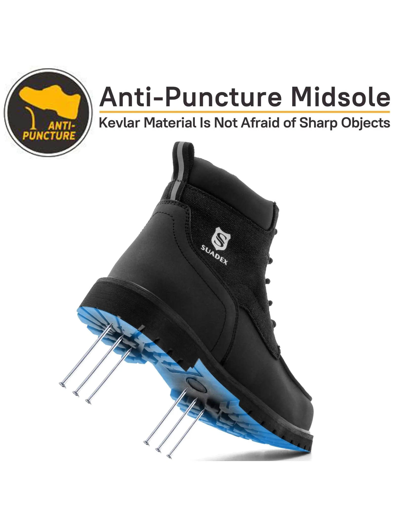 SUADEX Steel Toe Boots for Men Women Waterproof Indestructible Work Safety Boot Outdoor Protection Construction Shoes - Image 3