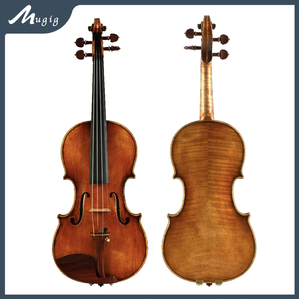 

PRO Dark Antique Oil Workshop 4/4 Violin European Spruce Top Maple Back 바이올린 كمان Violon Violino Rich Sound +IPE Bow Bridge Case