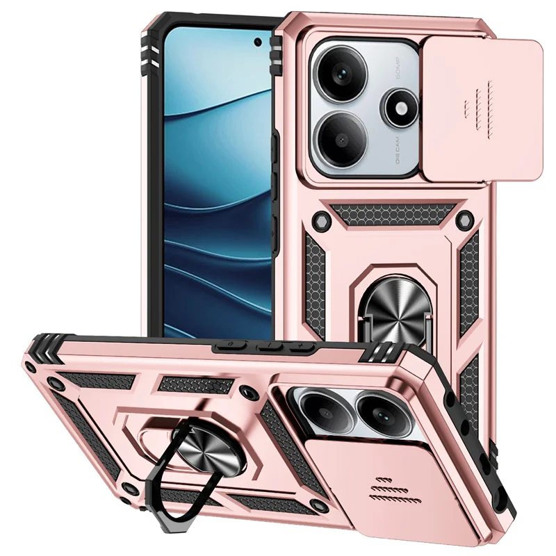 Durable Slide Camera Protector Phone Case with Magnetic Ring Holder
