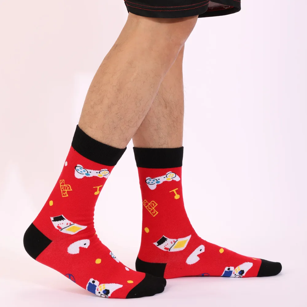 Mens Funny Dress Socks Crazy Design Universe Game Pattern Cotton Socks Novelty Gifts for Men EU 44-49