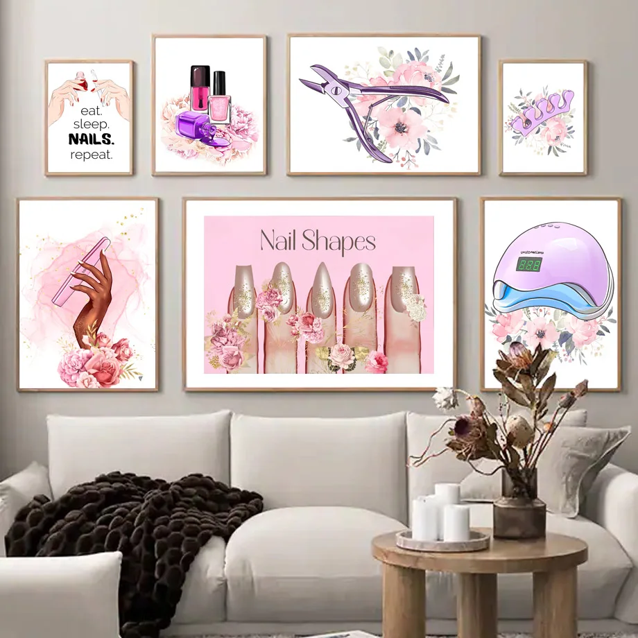 Fashion-Nail-Polish-Flower-Wall-Art-Canvas-Painting-Nordic-Posters-And ...