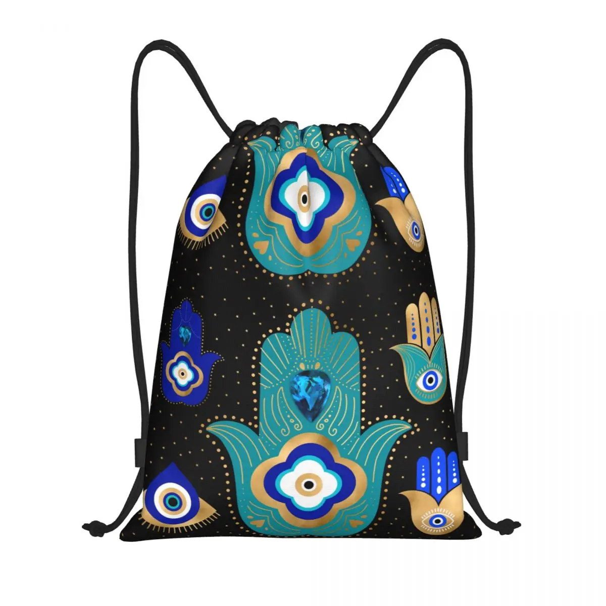 

Custom Nazar Turkey Evil Eye Symbol Amulet Drawstring Bags Men Women Lightweight Sports Gym Storage Backpack