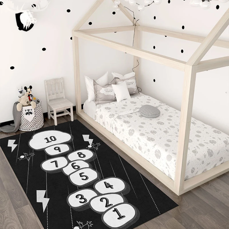 Light Gray Children's Hopscotch Boy Girl Cartoon Game Carpet Living Room Baby Crawling Non-slip Carpet Home Decoration Ornaments floor mat,kids carpet