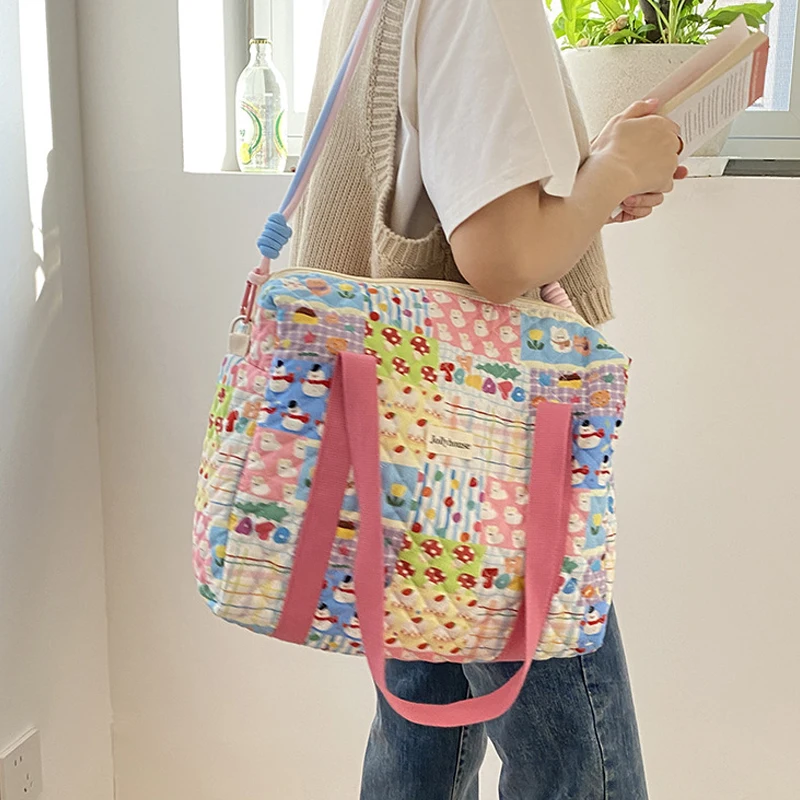 

Quilted Cotton Baby Diaper Bag Nappy Bag Zipper Handbag Maternity Bag Travel Baby Items Storage Luggage Bag