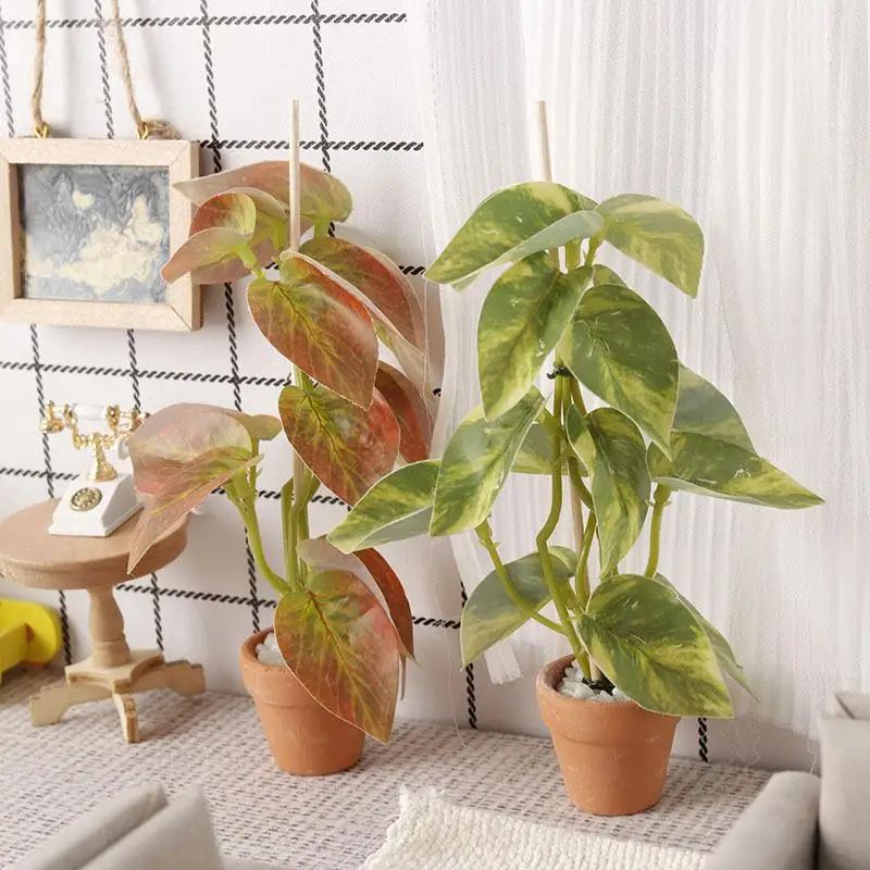 1/12 Dollhouse Simulation Green Plants Bonsai Model Dollhouse Scene Decoration Micro Landscape Garden Bonsai Ornament