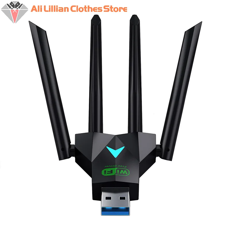 핫세일 1300Mbps USB 3.0 듀얼 밴드 WiFi 어댑터 5G 2.4G 무선 드라이버 불필요 네트워크 카드 데스크탑 노트북 멀티미디어 스트리밍용