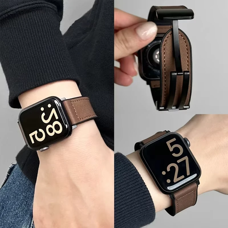 Premium Leather Magnetic Watch Strap - Timeless Elegance