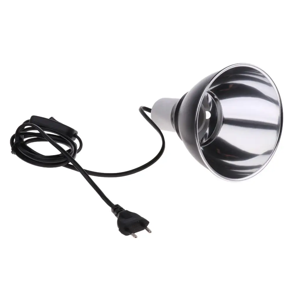 NEW 5.5inch E27 Reptile Light Dome Fixture-Bulb Reflector Lamp Holder -Vivarium Bracket EU Plug