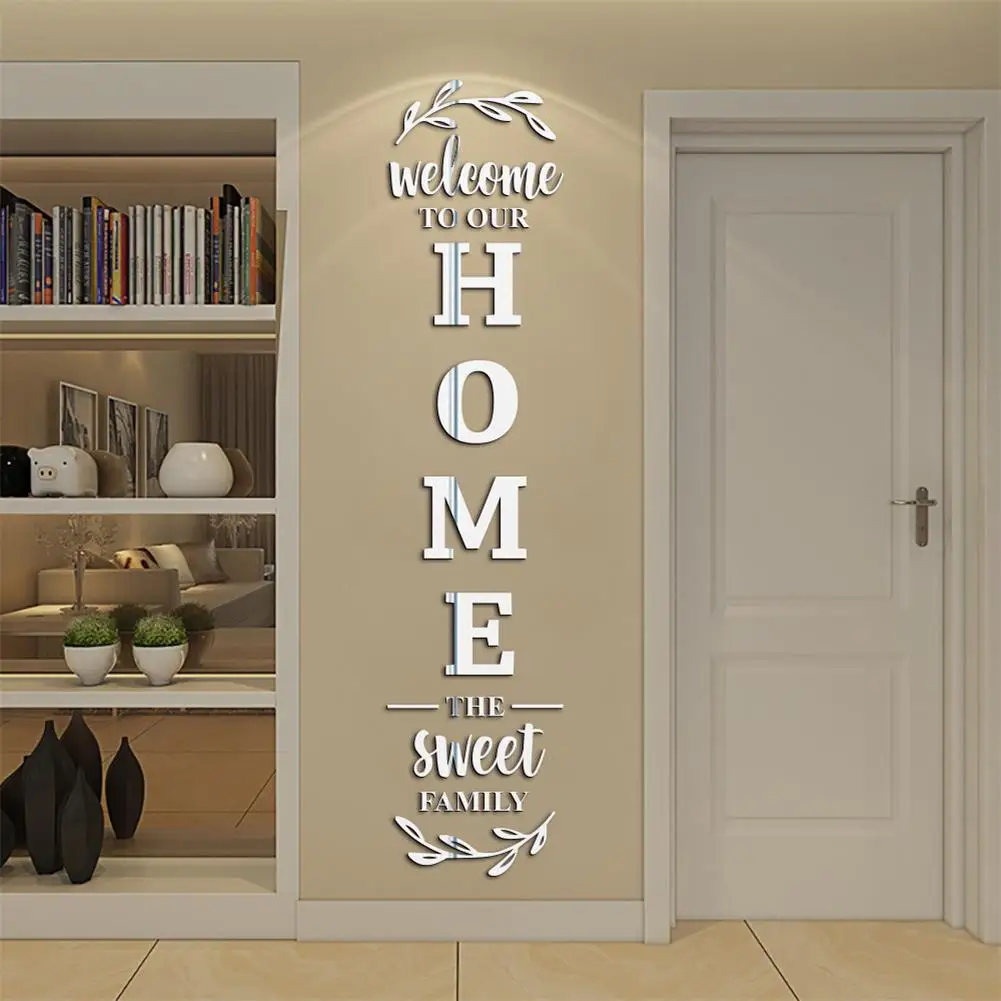 3D Mirror Wall Stickers English Letters Home Family Acrylic Mirror Wall