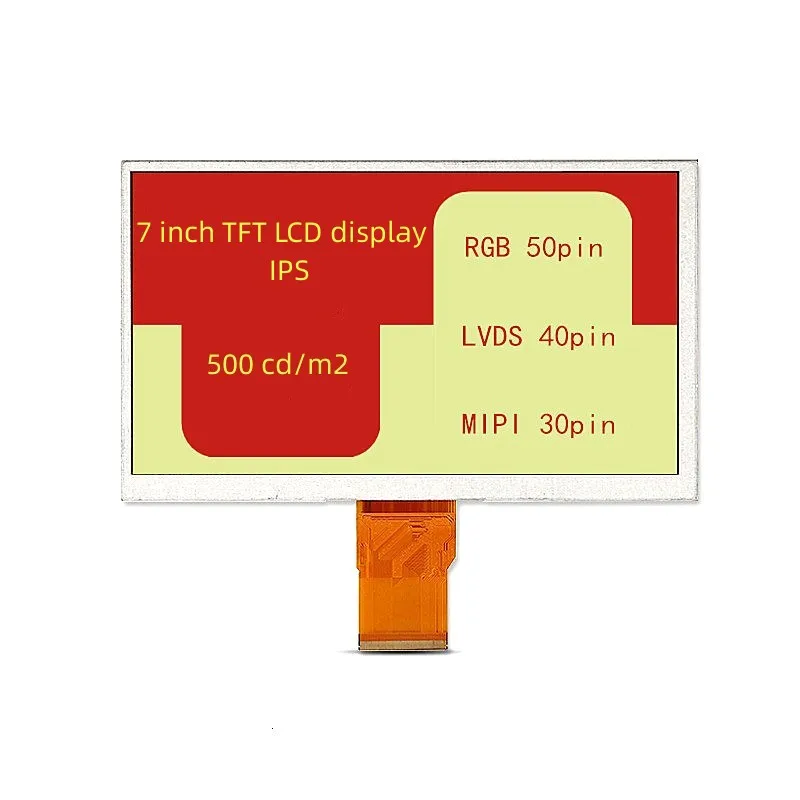 7 Inch TFT LCD Display Module 1024RGBx600 500 Bright Select Touch 50pin RGB 40pin LVDS 30pin MIPI lcd tft resistive hmi touch display module 7 inch develop projects rapidly in a cost effective way