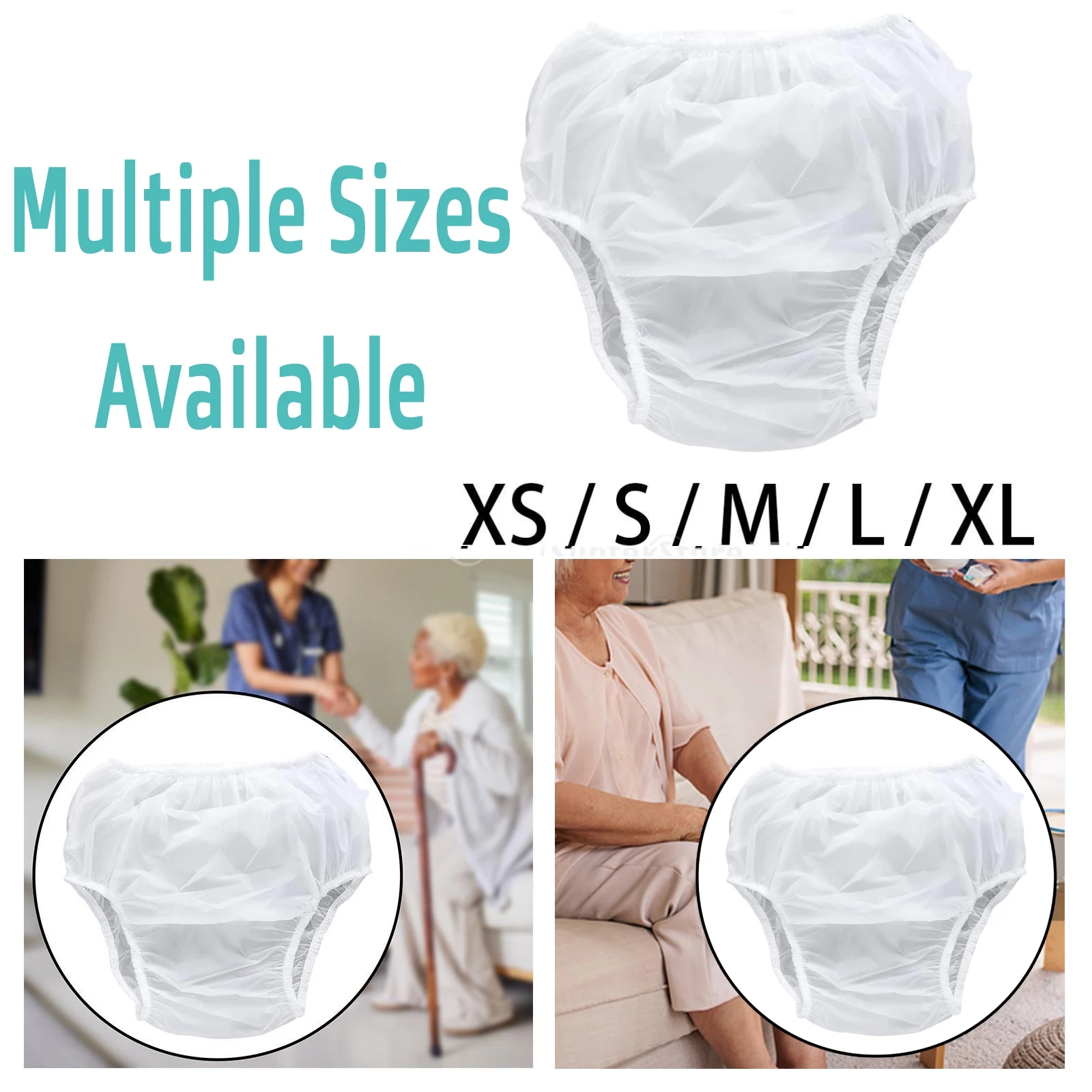 Reusable diapers Adult TPU Waterproof Incontinence Diaper Elastic Reusable Waterproof Plastic Diaper Pants for Elderly Disabled White Multi Size