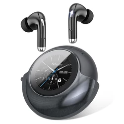 Revolutionary Wireless Earbuds with Touch Screen & Rotating Case - Noise Cancelling Bluetooth Headphones (Black)
