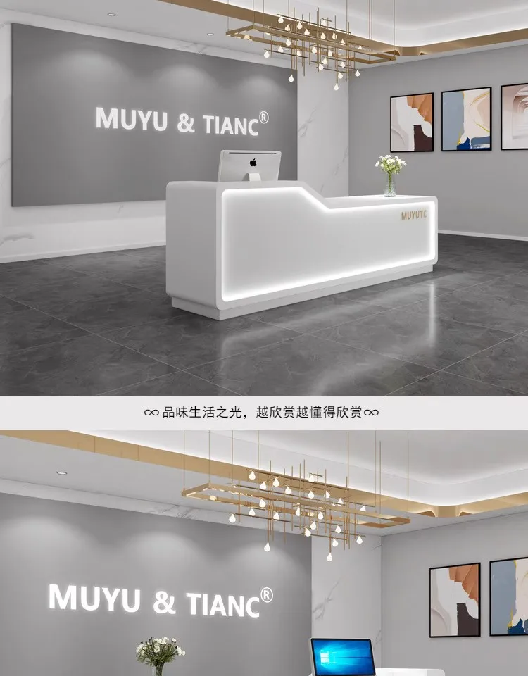 Description Picture 6 of itemModern Executive Reception Desks Counter Corner Shop Register Front Reception Desks Service Empfangstheke Minimalist Furniture