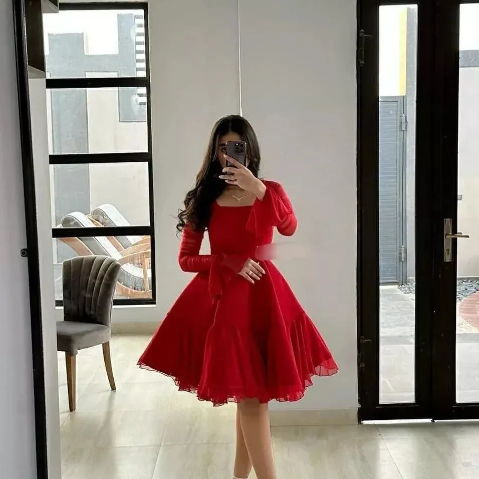 Short Long Sleeve Red Dress Short Dark Red Dress, 3/4 Sleeve Wrap Dress New  Year's Eve, Knee-Length Gown Convertible Party Dress Dress, Bridesmaid ...