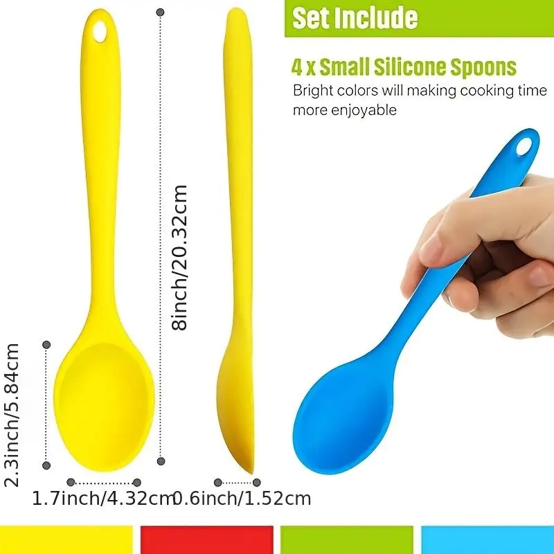 Stainless Steel Spoon Cutlery Set 4pcs silicone spoon cutlery Non-stick Kitchen Cooking Baking