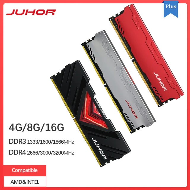 JUHOR Memoria Ram DDR3 8G 4G 1866 1600MHz DDR4 8G 16G 32G 2666 3000 32000MHz Desktop Memory  Udimm 1333 dimm stand by AMD/intel 1