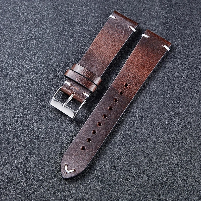 Vintage Handmade Leather Watch Band 18Mm 20Mm 22Mm Men Women Oil Wax Leather Watch Strap Bracelet Band Watchband Accessories