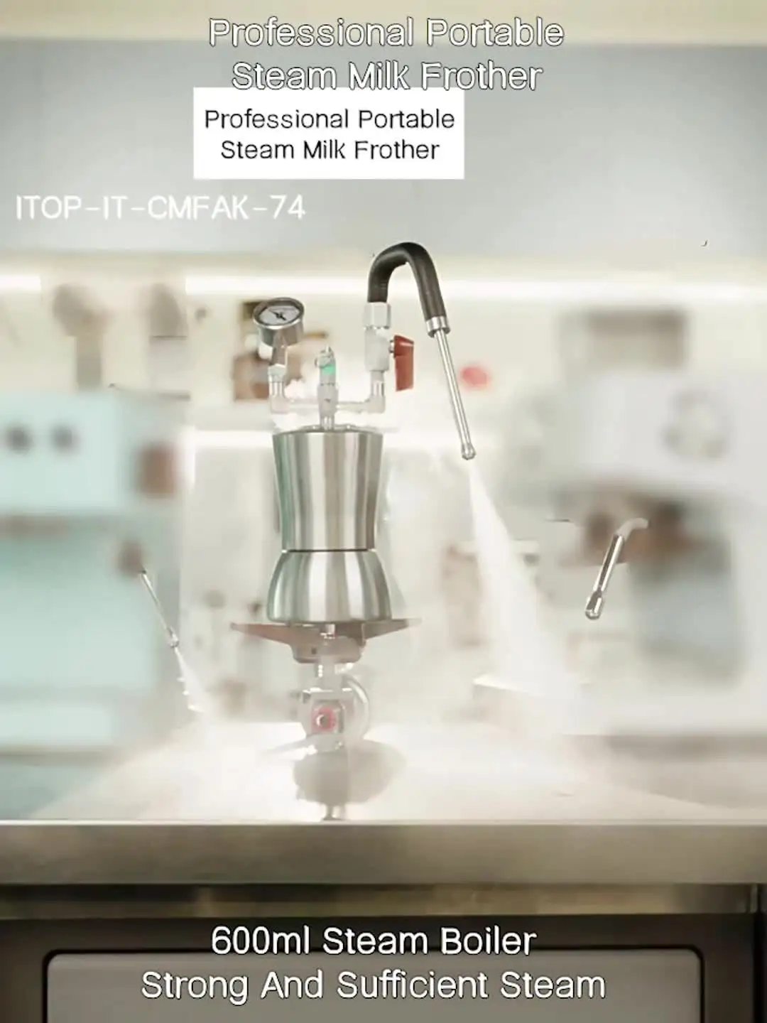 ミルクスチーマー Itop-ポータブルミルク泡立て器、ステンレス鋼、ミルク