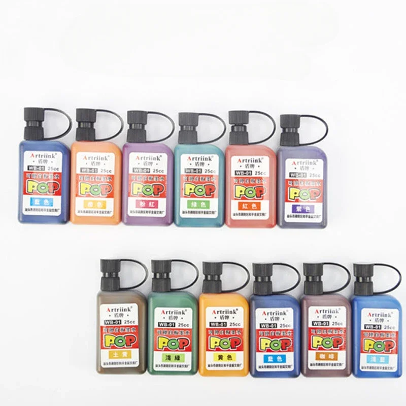 12-colors Erasable Whiteboard Pen Ink Refill Oil-based Ink Multi-color Set Large-head Marker Convenient Refill Liquid fountain pen ink