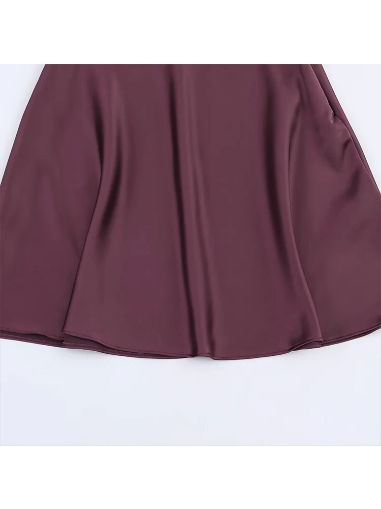 Women Fashion Sexy Halter Dress 2025 Summer New Fashion Satin V-Neck Dress Elegant  Holiday Party Evening Party Dresses