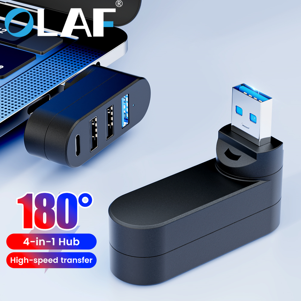 180Â° Rotatable USB Hub 4 Ports USB 3.0 2.0 Type C Portable Hub USB Splitter Extender Adapter For Tablet Computer PC Accessories