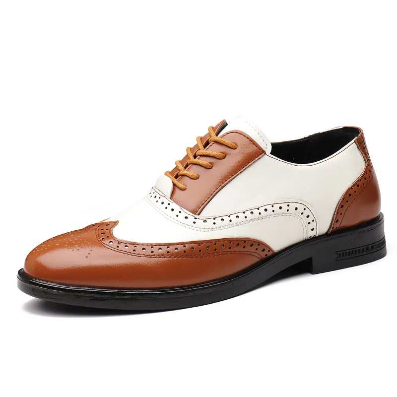Mens Leather Dress Shoes Leather Brogues Men Big Size Fashion Wedding Party Men Dress Shoes Italian Designer Male Drivng Formal Shoes Lace Up Oxfords