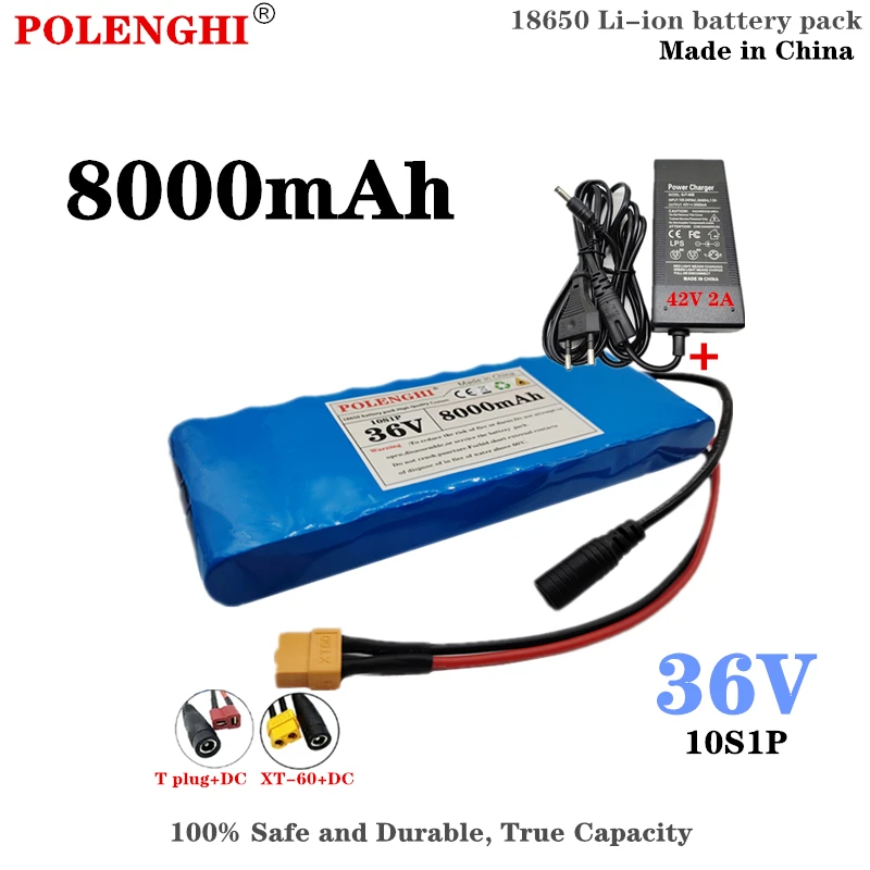 

POLENGHI High Quality Customized 10S1P 36V 8Ah Battery Pack 18650 Lithium Ion Rechargeable Battery Electric Bicycle Scooter+BMS