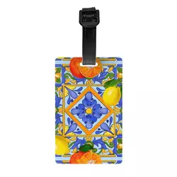 Custom Sicilian Tiles Summer Fruit Oranges Lemons Luggage Tag With Name Card Privacy Cover ID Label for Travel Bag Suitcase
