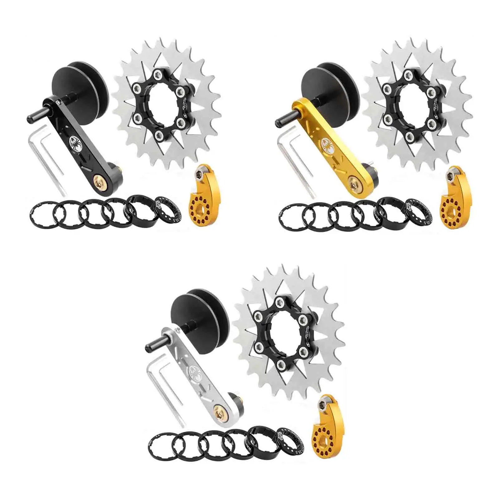 

Mountain Bike Single Speed Conversion Set Stabilizer 22T Flywheel Prevent Drop Aluminum Alloy Stainless Steel Chain Tensioner