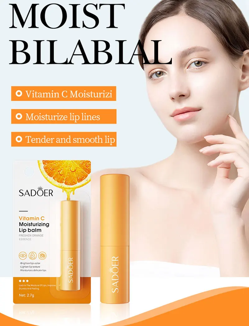SADOER Vitamin C Moisturizing Lip Care Prevents Chapped Lips and Repairs Lips Gentle and Non-irritating
