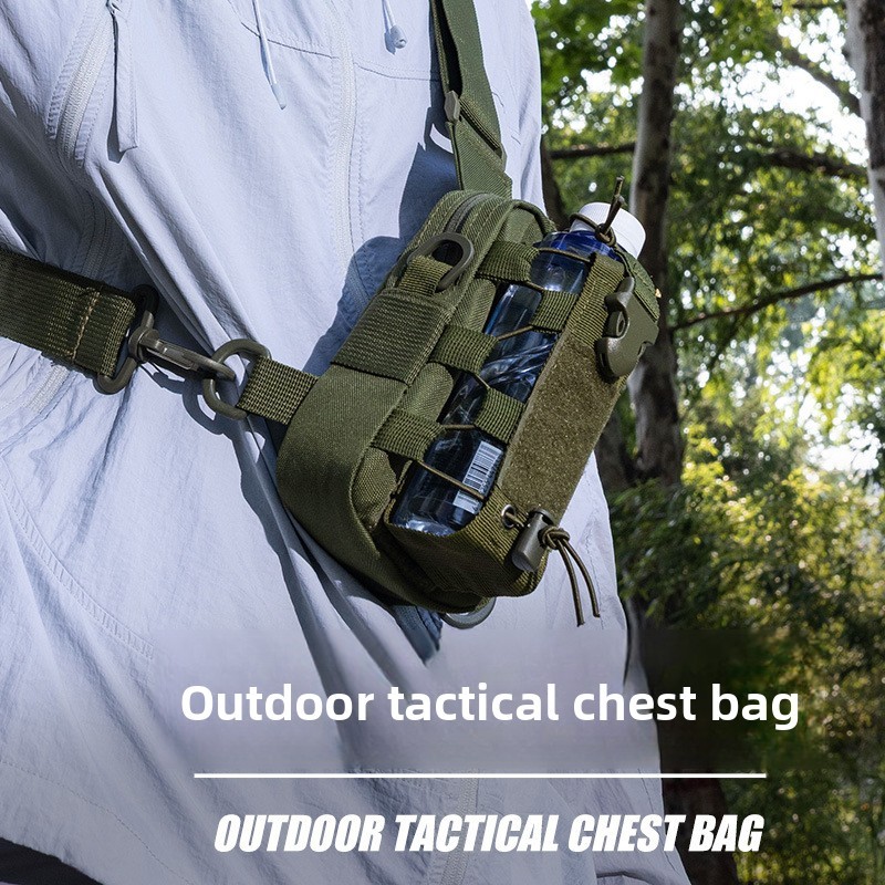 Men's Tactical Waist Pack, Multifunctional Outdoor Fanny Pack, Crossbody Chest Bag with Water Bottle Holder for Hiking Cycling