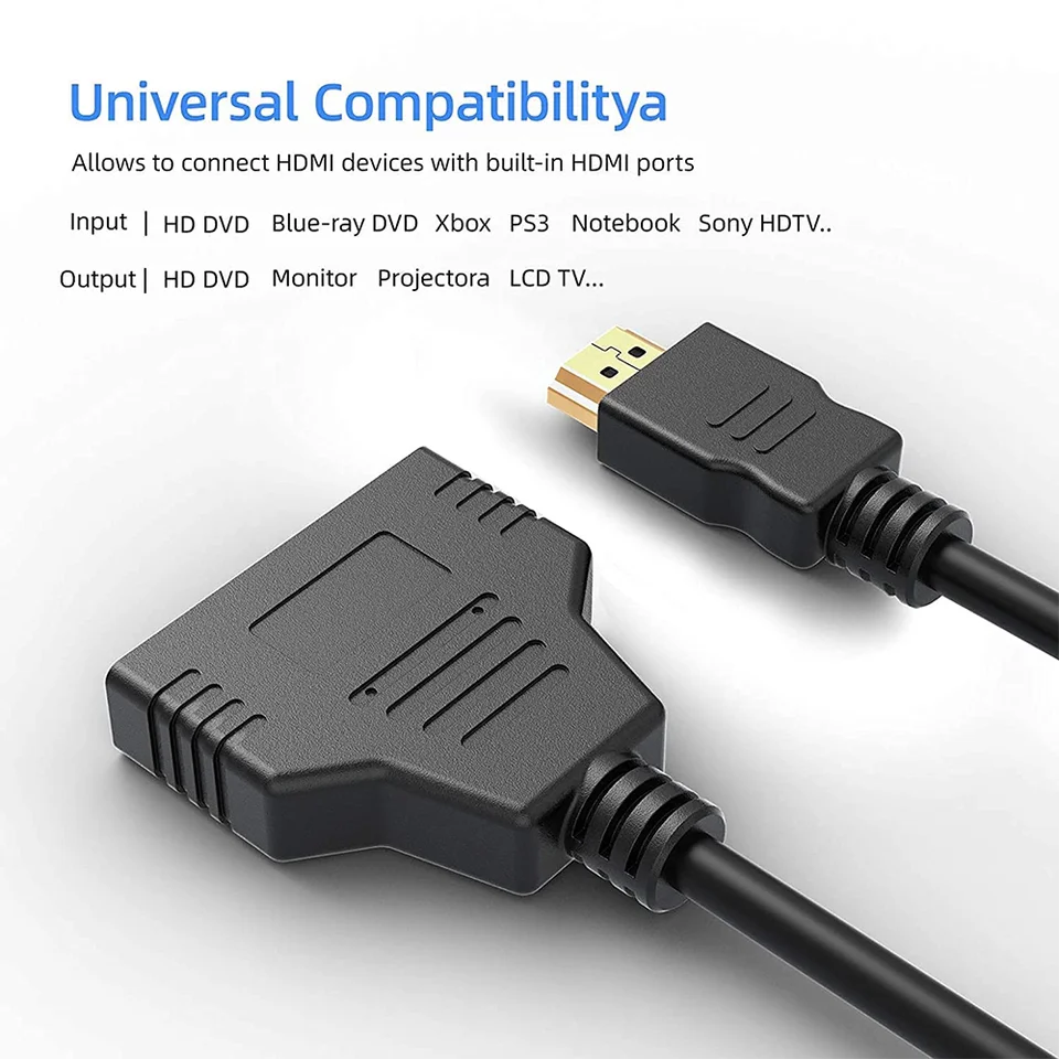 Boton De Youtube Cablecc HDMI Macho A 2 HDMI Hembra 1 En 2 Salidas Divisor Adaptador Convertidor Splitter Hdmi