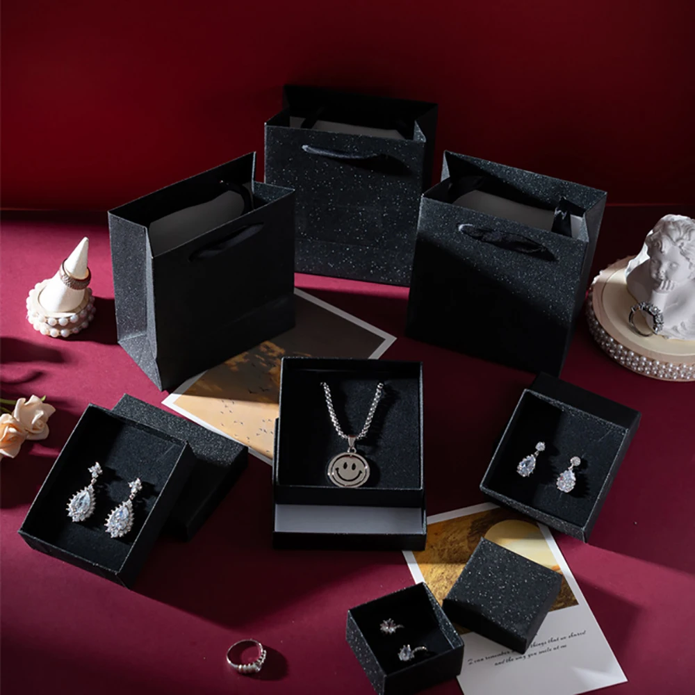 24Pcs Gold Silver Black Jewelry Kraft Paper Packaging Boxes For Earring Necklace Bracelet Gift Package Storage Case Dropshipping