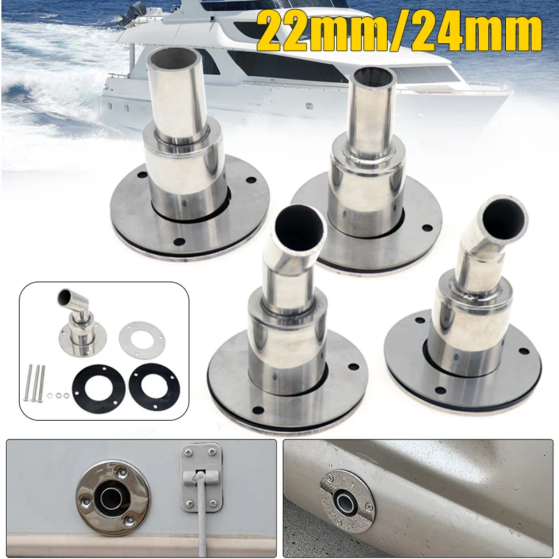 

22mm/24mm Stainless Steel Thru Hull Exhaust Fitting Tube Pipe Socket Hardware Part Air Diesel Vent Heater For Boat Truck