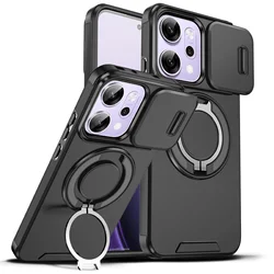 Magnetic Wireless Charging Silicone Phone Case with Protective Lens Cover for Reno13 FS (Black)