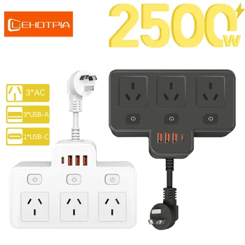 Australia Plug Power Strip AU Wall Mounted Independent Switch Power Socket With USB Ports Type C Charging Network Filter Adapter