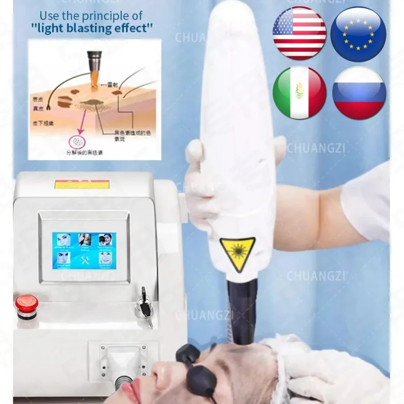 Portable tattoo removing skin eyebrow pigment machine for Facial freckles wrinkle remove device Carbon stripping
