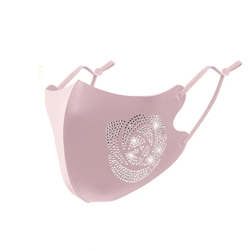 Ice Silk Rhinestone Cloth Masks Washable Rhinestone Flash Drill Summer Adult Dustproof Sunscreen Breathable Mask face mask disposable face mask cotton face mask