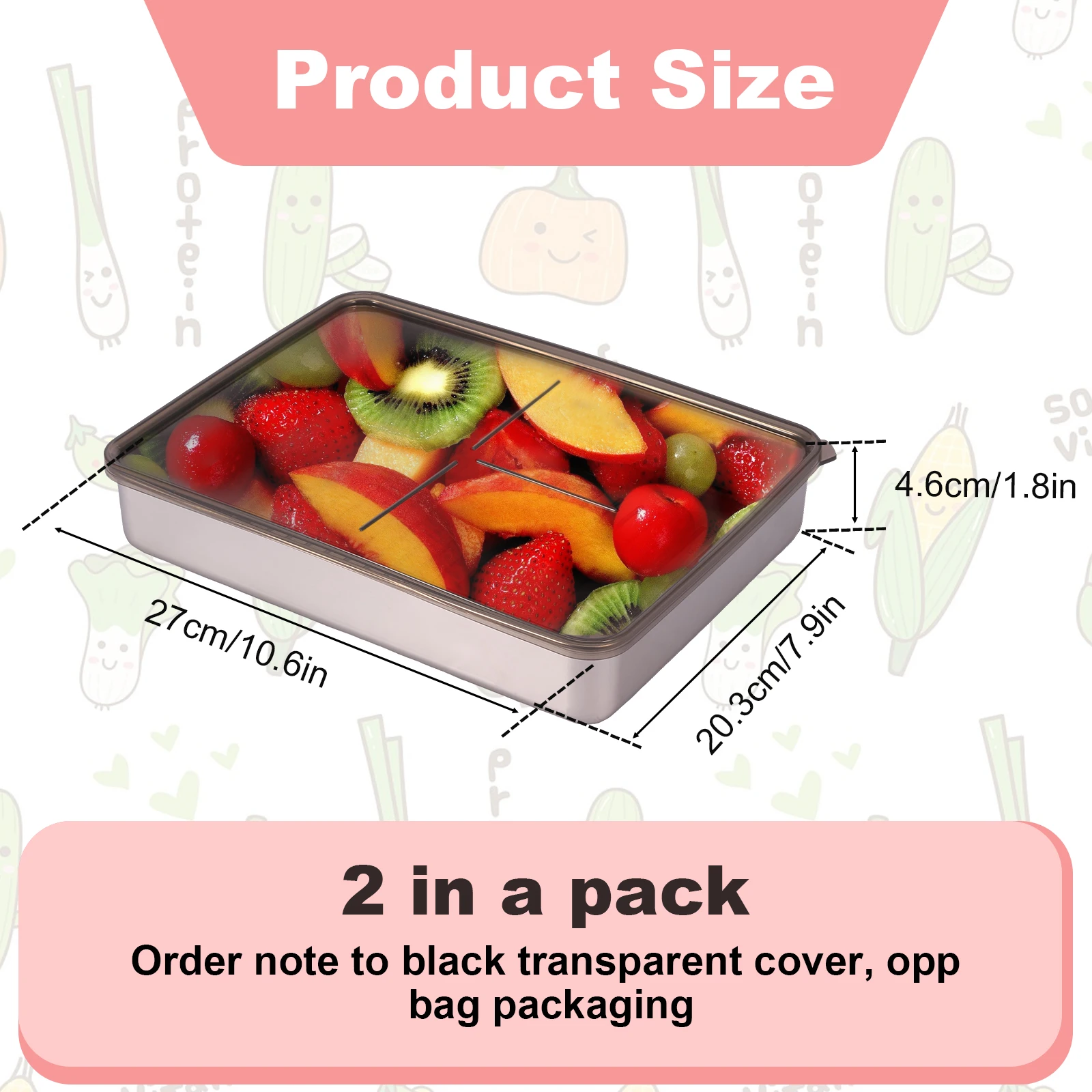 2 Pcs Bacon Container for Refrigerator, 304 Stainless Steel Airtight Deli  Meat Storage Containers with Clear Lid and Non-Slip Bottom,for Kitchen