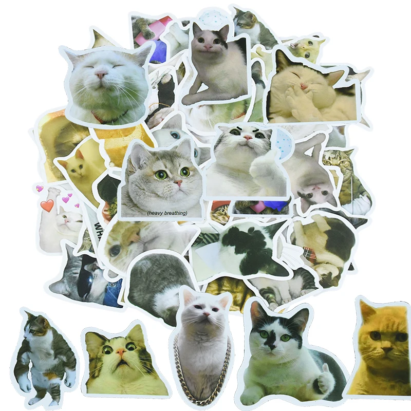 

50pcs Funny Cat Stickers Cute Cats Waterproof Sticker DIY Kids Notebook Luggage Motorcycle Laptop Refrigerator Decals Graffiti