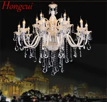 

Hongcui European style Chandelier Lamps LED Candle Crystal Pendant Lights Luxury Decorative Fixtures for Home Hotel Hall