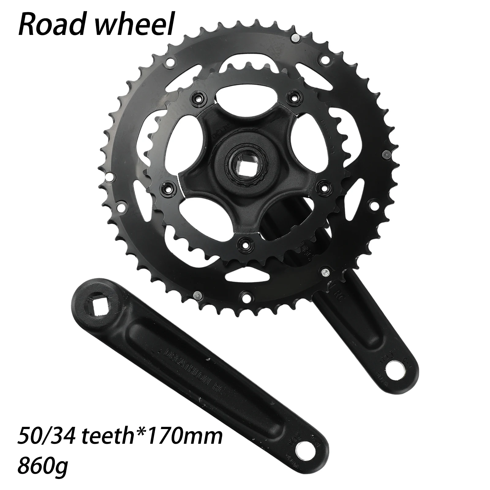 

Bike Bicycle Double Chainwheel Cranket Double Mountain Bike Crankset Chainset Road Bike 170mm 34/50T AL6061 Aluminum Alloy
