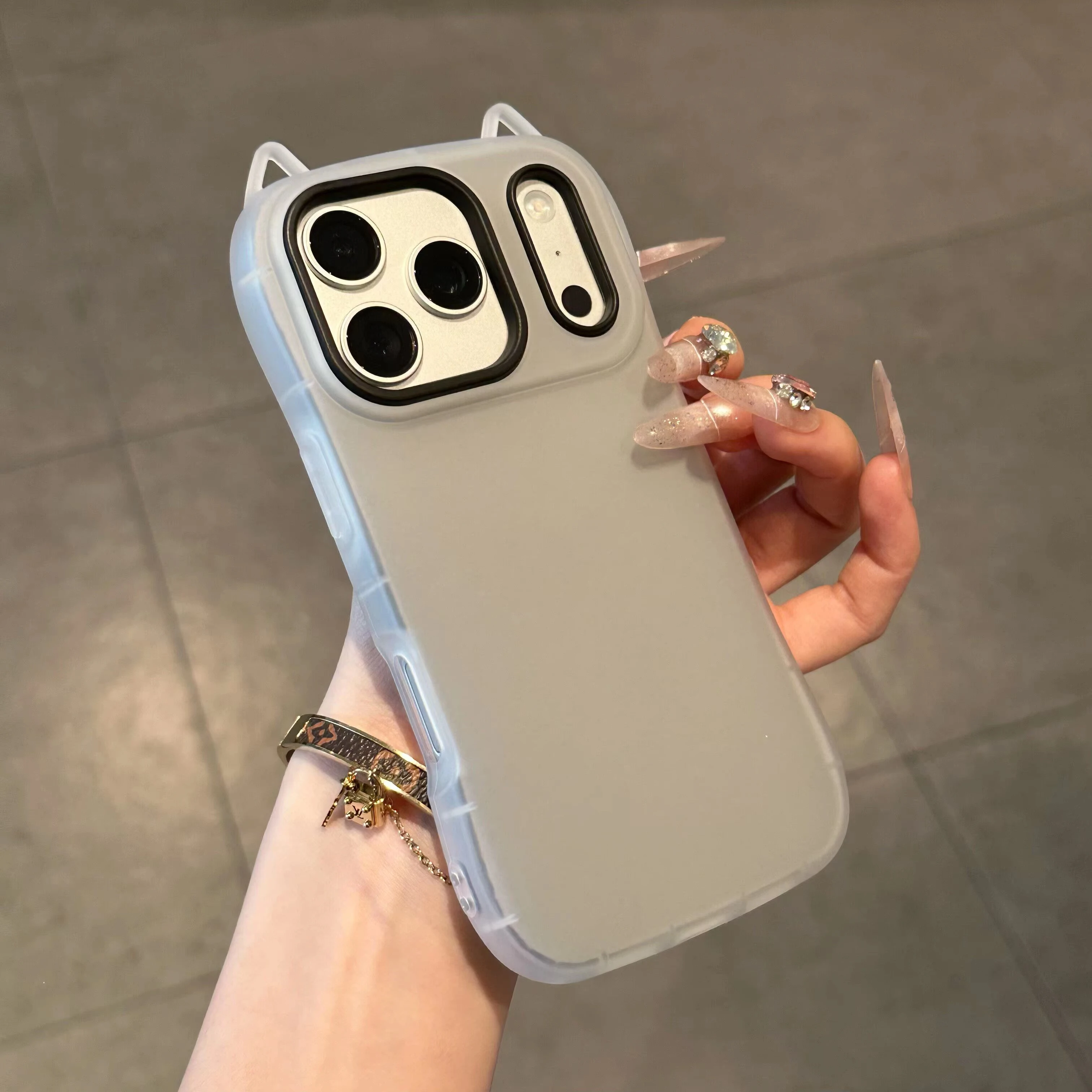 Candy Color 3D Cat Ear Silicone Phone Case - Soft, Protective, and Cute