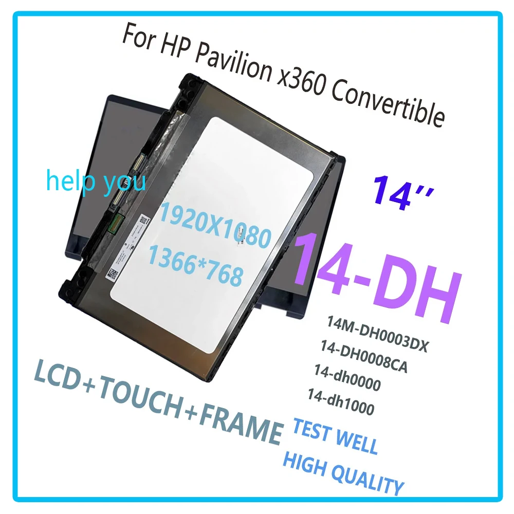 

new 14 inch screen for hp pavilion x360 14m-dh 14-dh 14-dh000 l51119-001 nv140fhm-n4k lcd display touch screen digitizer frame